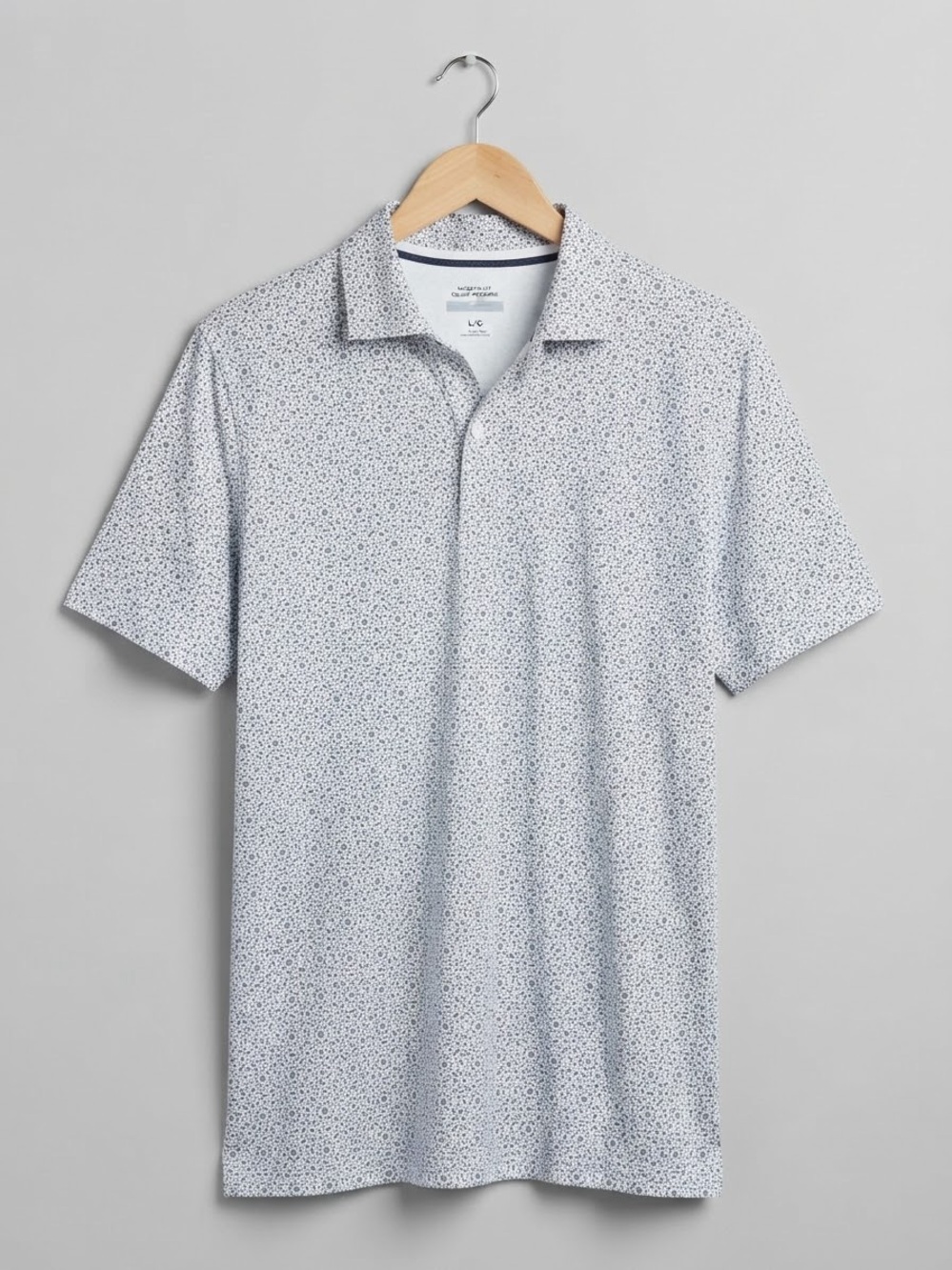 Men's Joseph Abboud Polo Shirt - White with Navy Micro-Print